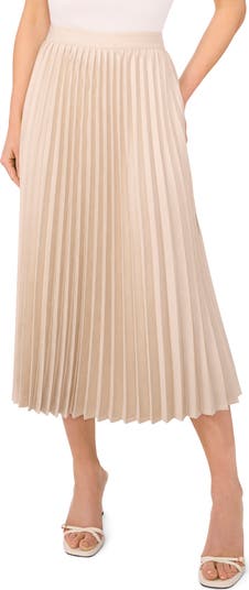 Pleated A-Line Faux Suede Midi Skirt