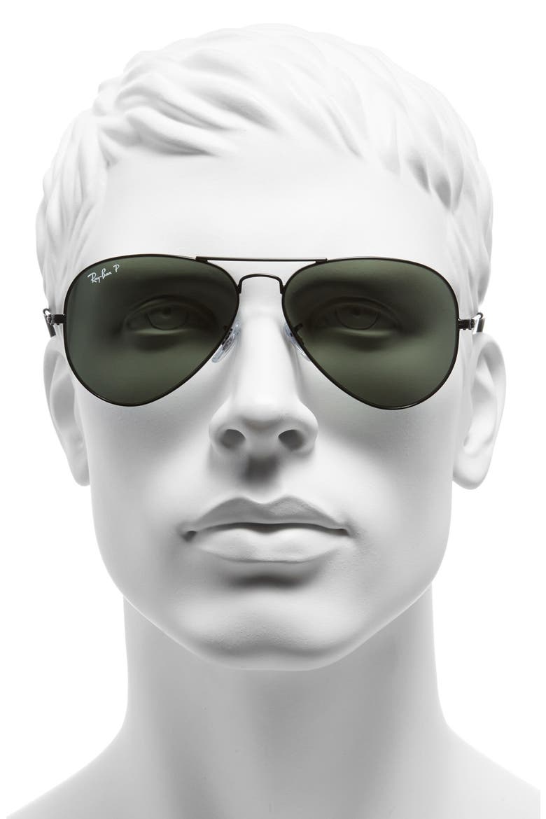 'Polarized Original Aviator' 58mm Sunglasses, Alternate, color, BLACK/ GREEN P