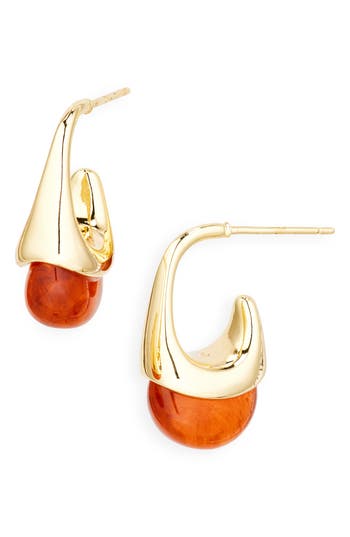 Nordstrom Rack Resin Stone Cap Hoop Earrings In Gold