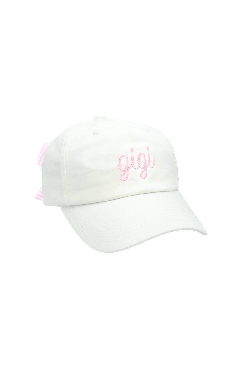 Bits & Bows Gigi Adult Bow Baseball Hat, Main, color, White
