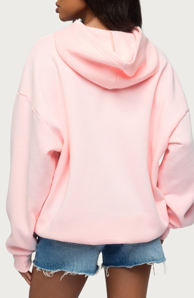 EDIKTED Camo Cutie Logo Oversize Hoodie, Alternate, color, Light-Pink