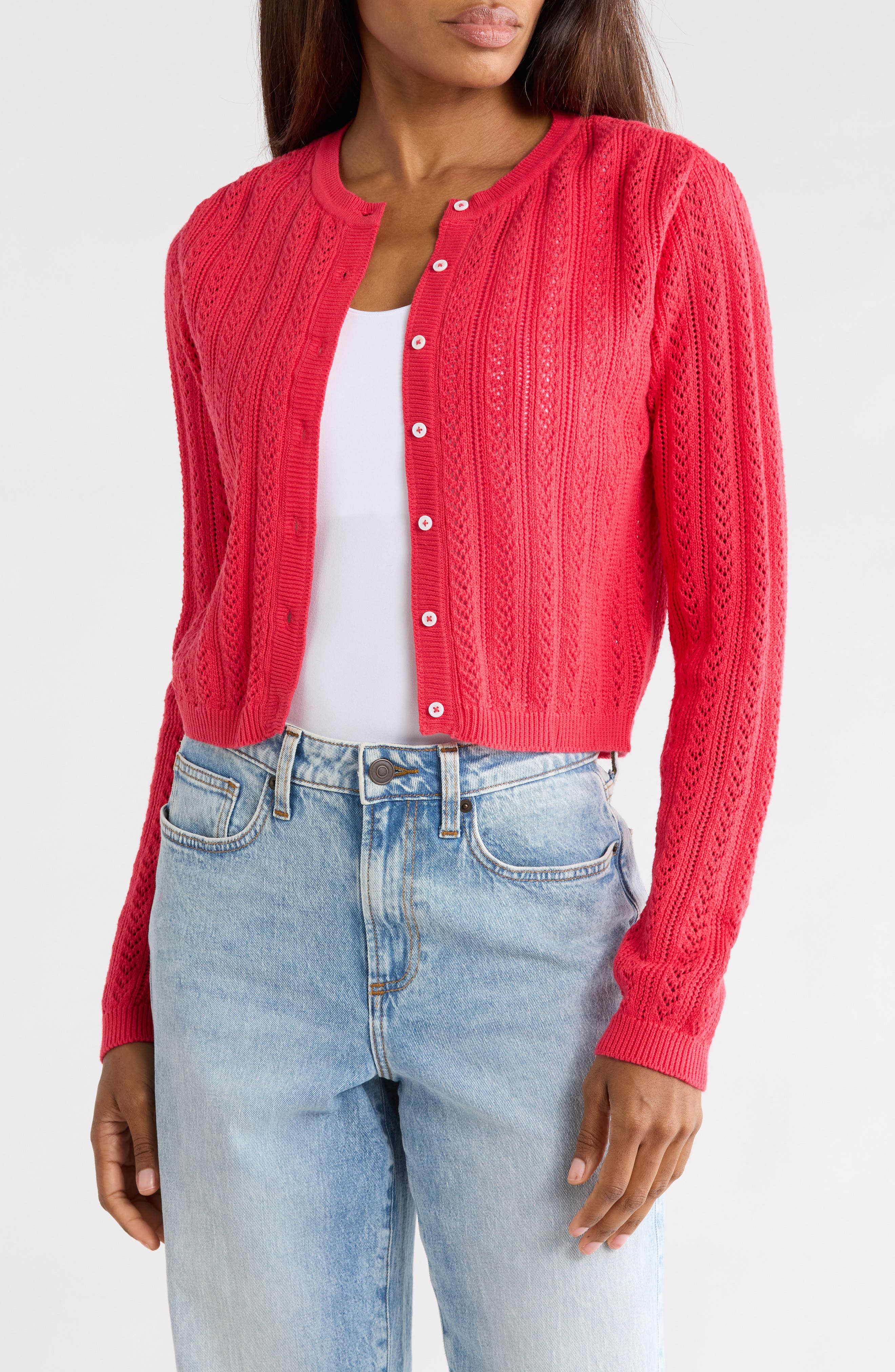 Dresden Pointelle Crop Cardigan