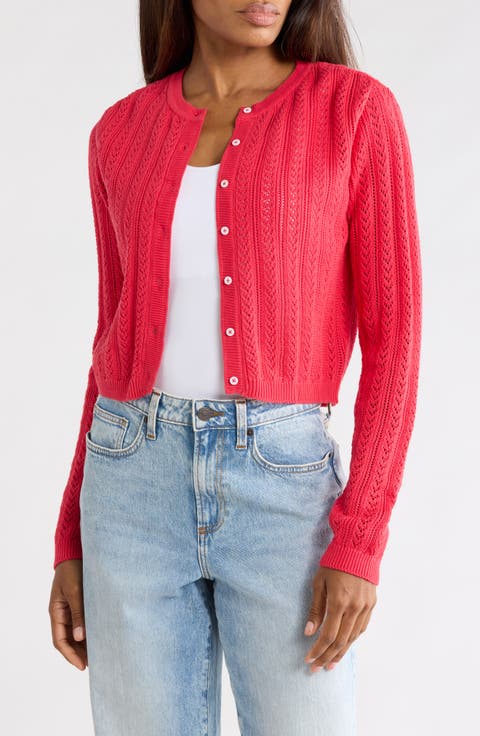 Dresden Pointelle Crop Cardigan
