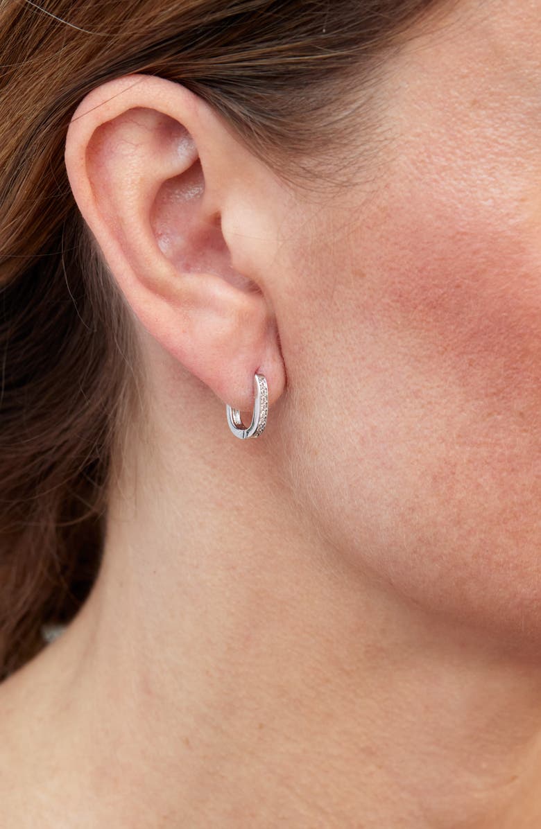 SAVVY CIE JEWELS Pavé Cubic Zirconia Huggie Hoop Earrings, Alternate, color, Silver