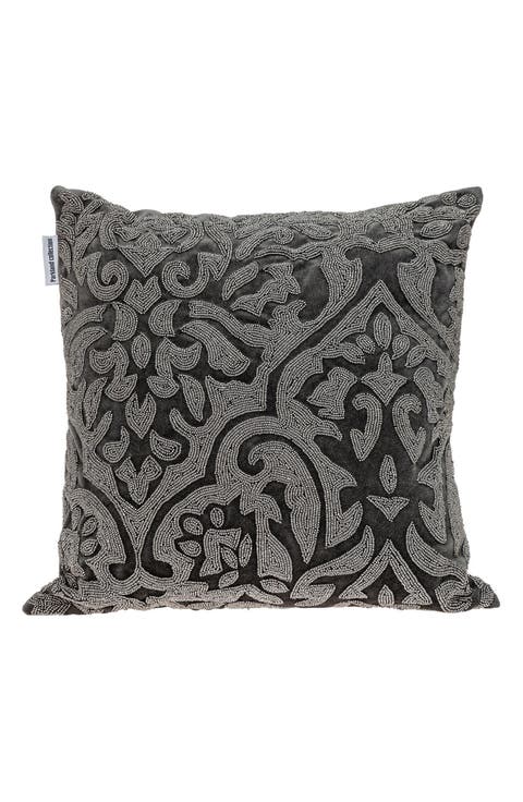 Carmela Beaded Velvet Throw Pillow