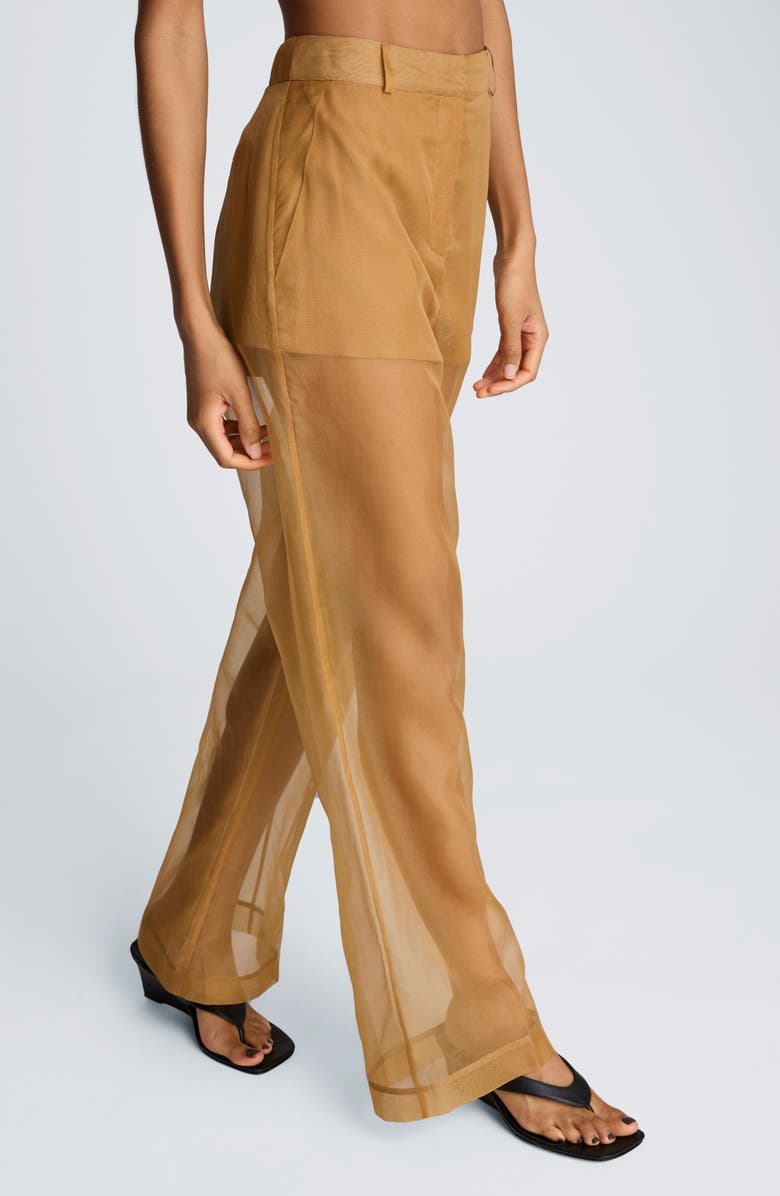 Kenneth Cole High Waist Sheer Wide Leg pants, Alternate, color, Mesquite