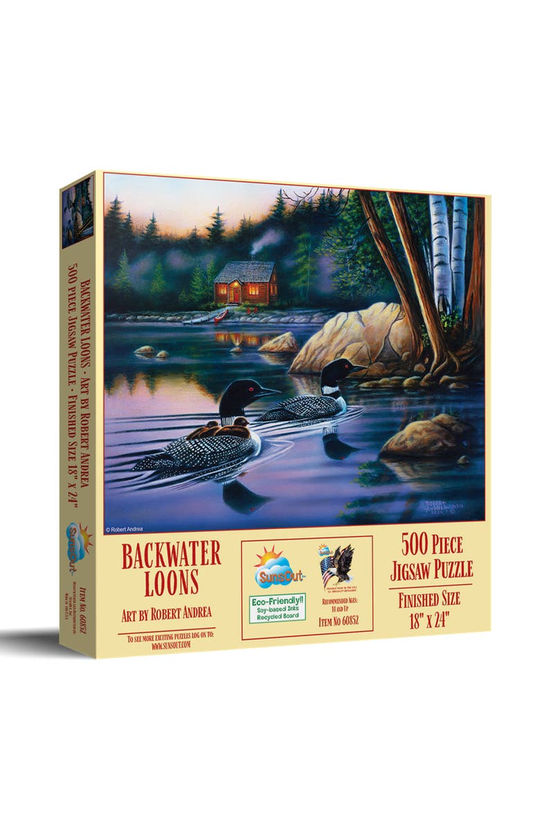 Sunsout Backwater Loons 500 piece Jigsaw Puzzle for Adults, Main, color, Multicolor