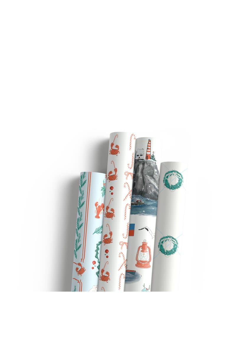 Ramus & Co Two-Sided "A Pinch Of Holiday" & "Seas N' Wishes" Heavyweight Christmas/Holiday Gift Wrap, Main, color, Multicolored