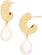 Missoma Small Baya Baroque Pearl Drop Hoop Earrings