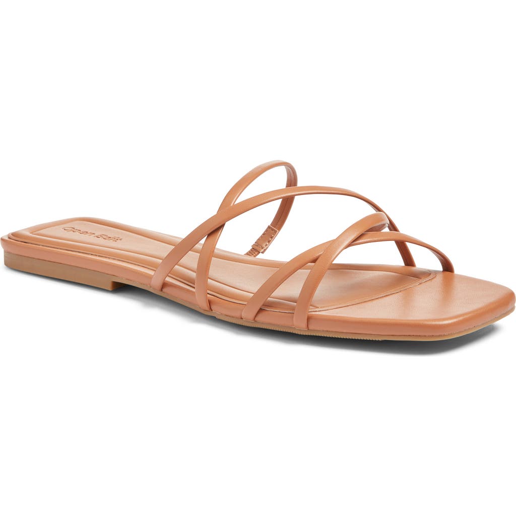 Open Edit Korva Slide Sandal In Tan Cashew