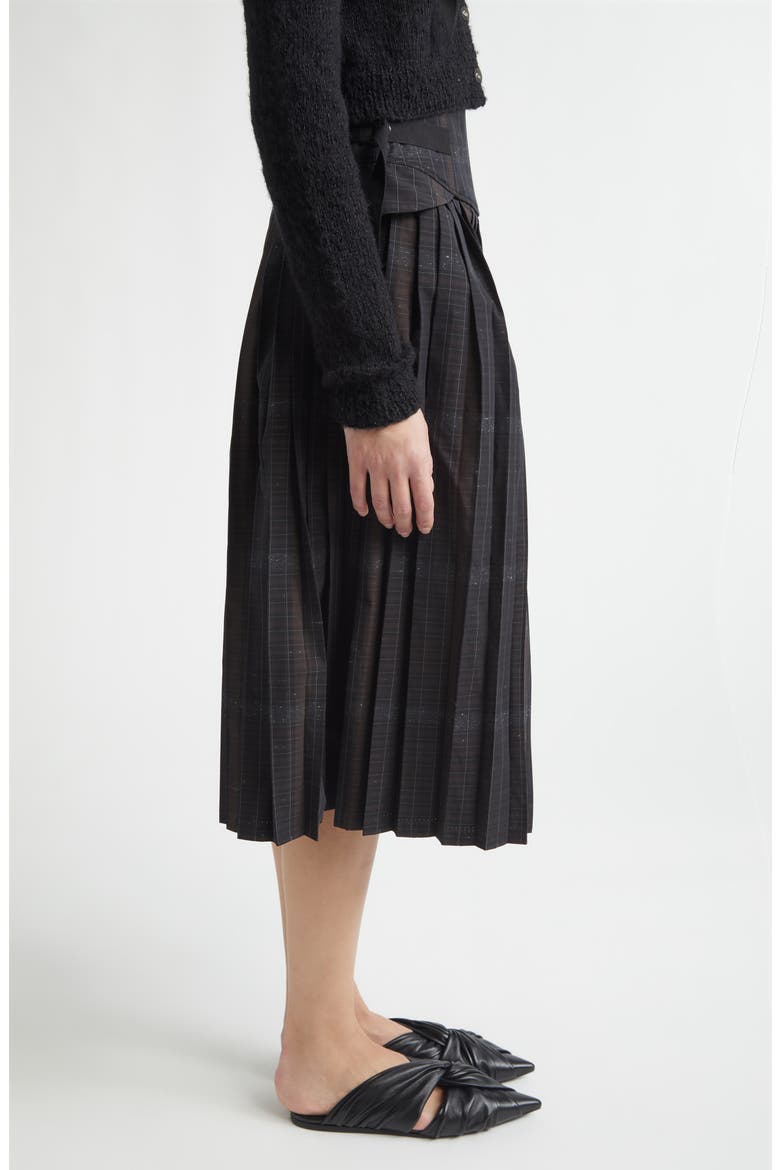 Pleated Plaid Corset Midi Skirt, Alternate, color, BLACK ARTISINAL PLAID