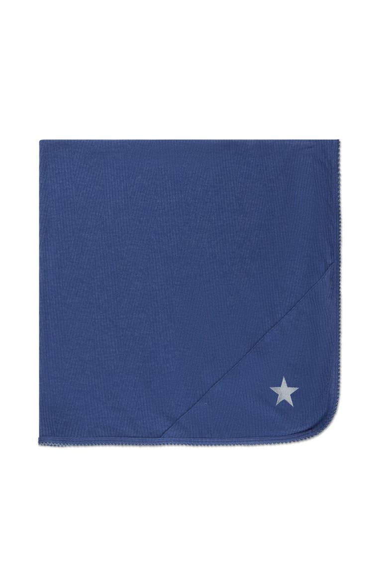 Baby Star-Embroidered  Textured Swaddle Blanket, Alternate, color, Navy