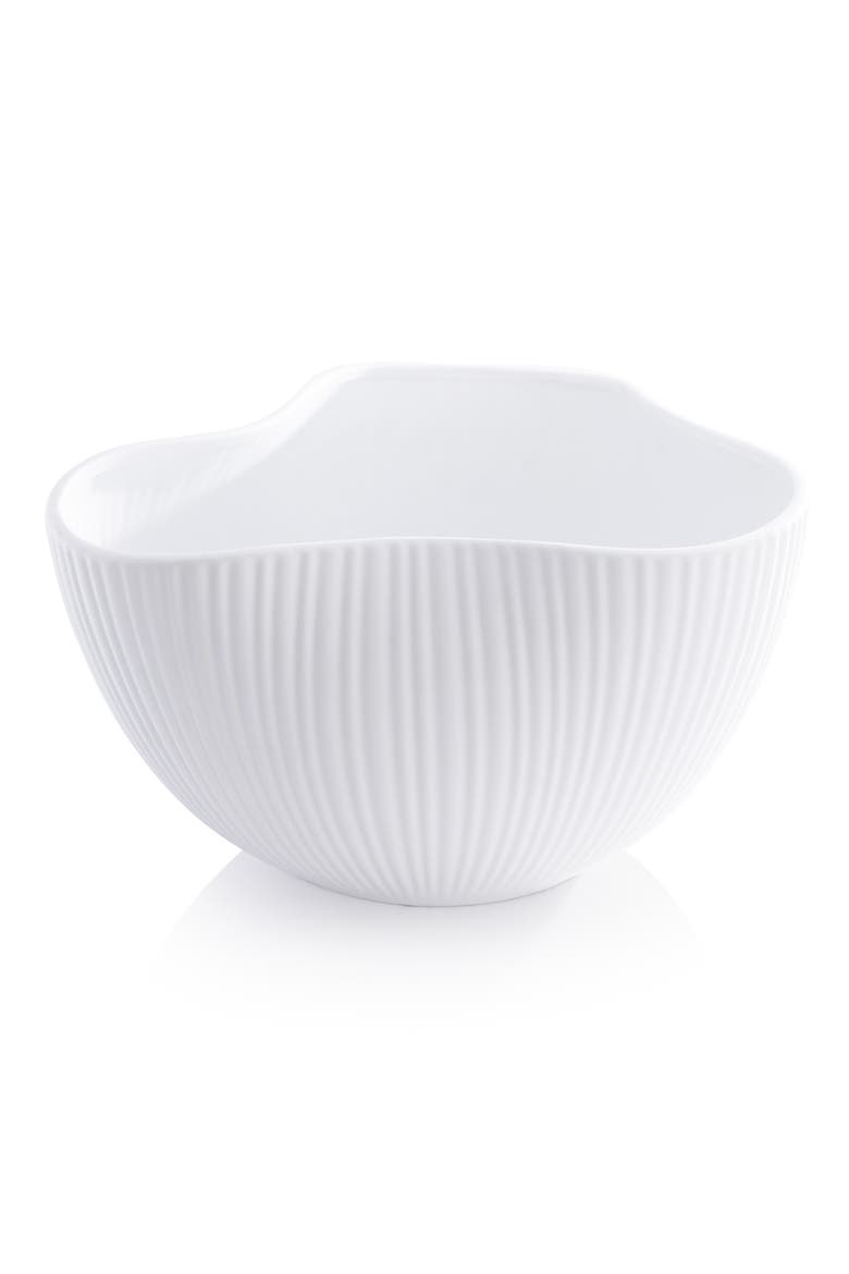 Organic Ribbed Orchid Ceramic Bowl, Main, color, WHITE