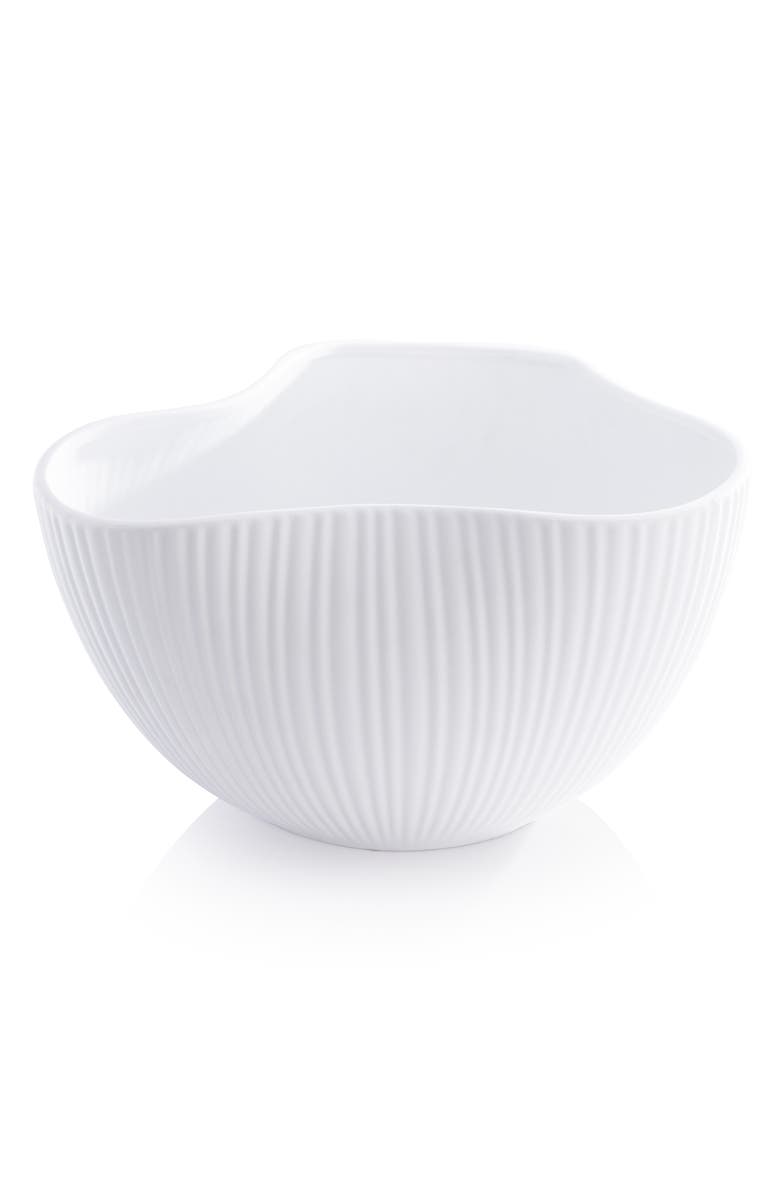 Zodax Organic Ribbed Orchid Ceramic Bowl, Main, color, White