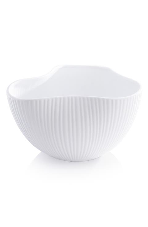 Organic Ribbed Orchid Ceramic Bowl