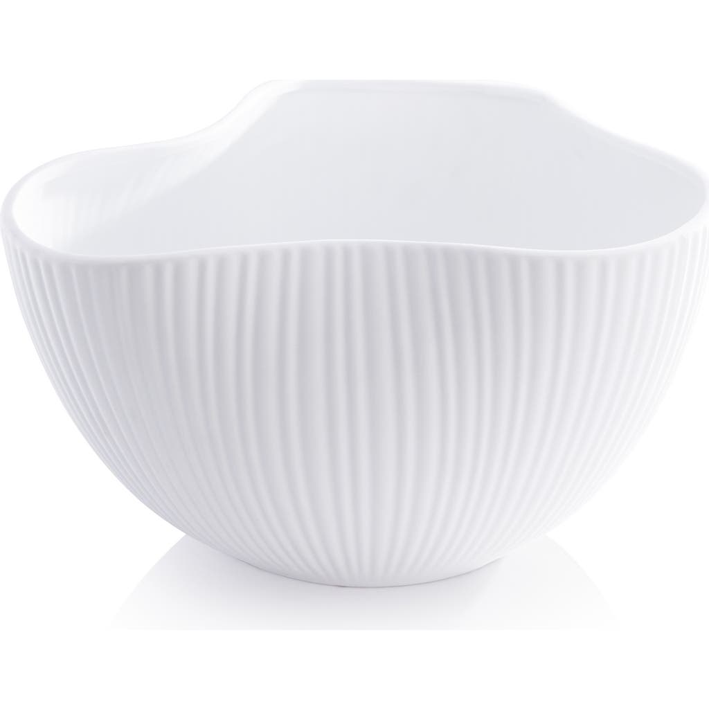 Zodax Organic Ribbed Orchid Ceramic Bowl In White