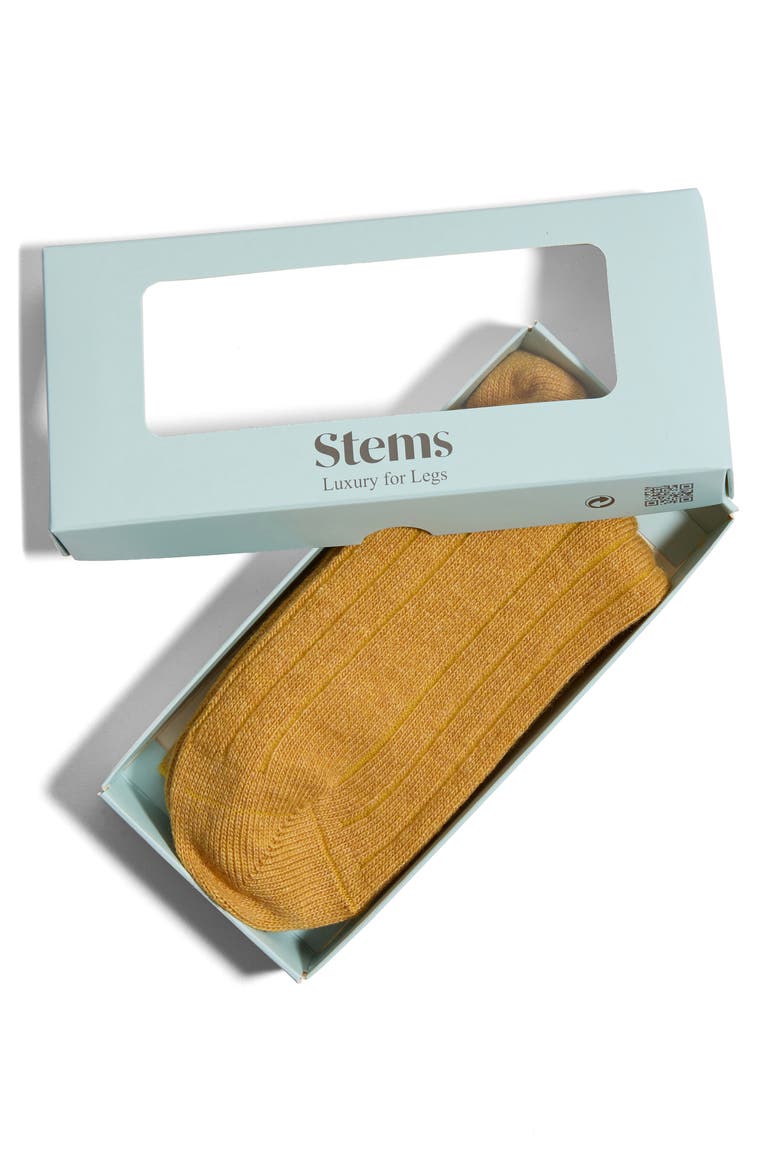 Luxe Merino Wool Blend Crew Socks, Alternate, color, OCHRE