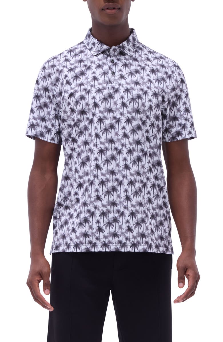 Bugatchi Victor OoohCotton<sup>®</sup> Palm Tree Print Polo, Main, color, Zinc