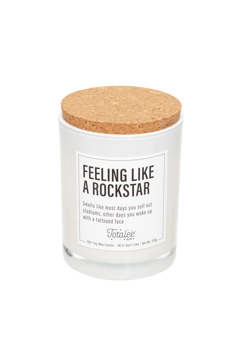 Feeling Like a Rockstar Soy Candle Wax White 7.76 oz Burn Time 40, Main, color, White