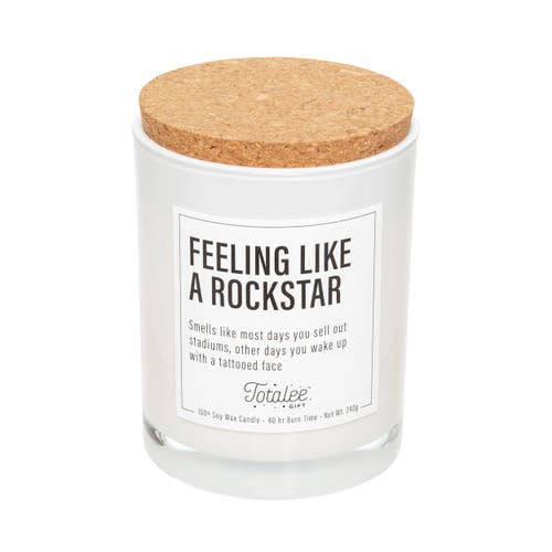 Totalee Gift Feeling Like A Rockstar Soy Candle Wax White 7.76 oz Burn Time 40 In Transparent