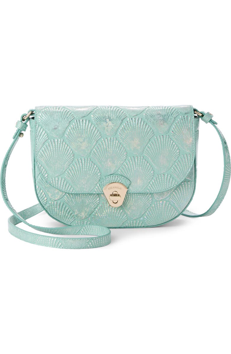 Brahmin Portia Embossed Leather Crossbody Bag, Main, color, Waterfall