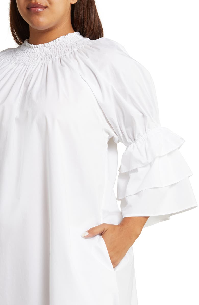 HARSHMAN Daphne Ruffle Cuff Cotton Poplin Dress, Alternate, color,