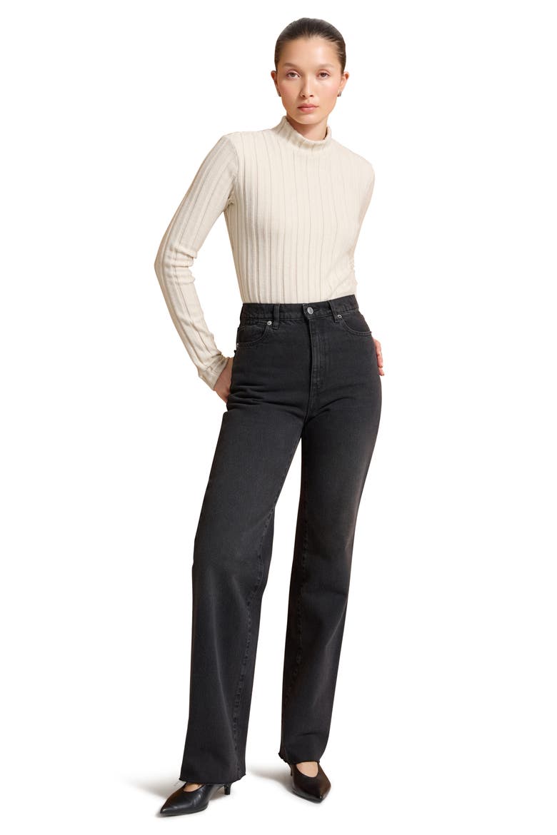 Samia Mock Neck Knit Top, Alternate, color, LIGHT BEIGE