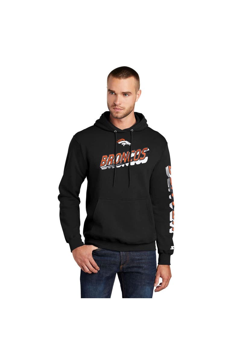 STARTER Men's Starter Black Denver Broncos Wordmark Logo Pullover Hoodie, Main, color, Black