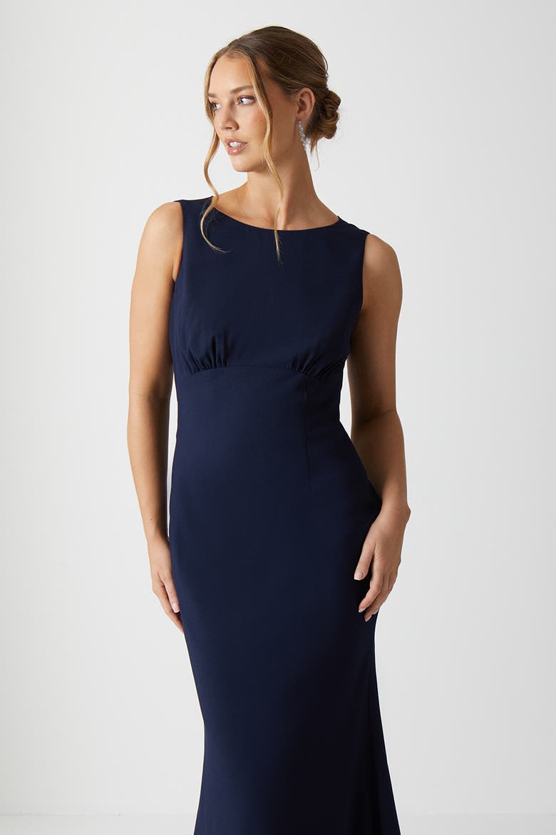 Cowl Back Maxi Bridesmaid Dress, Alternate, color, Navy
