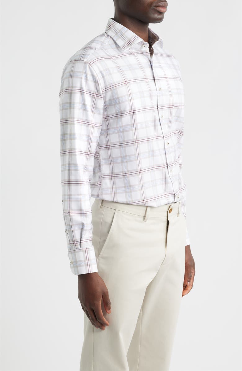 1863 by Eterna Modern Fit Plaid Non-Iron Cotton Dress Shirt, Alternate, color, Light Brown