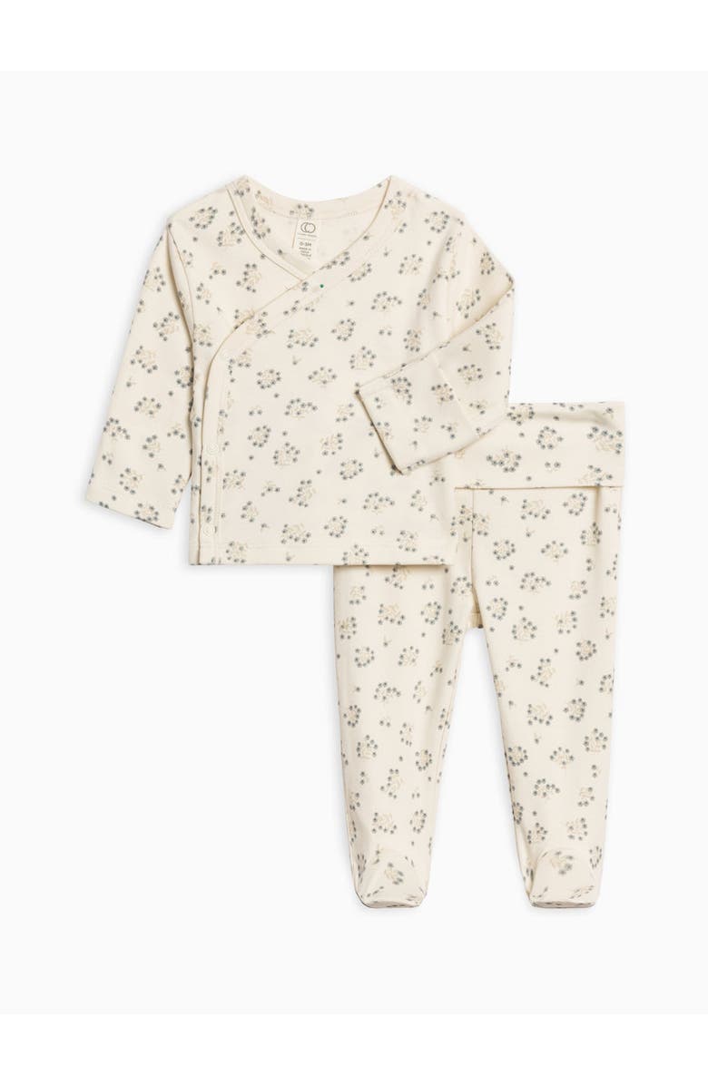 Colored Organics Organic Riley 2 Piece Kimono Wrap Top And Pant Set, Main, color, Hayden Floral / Denim + Mist