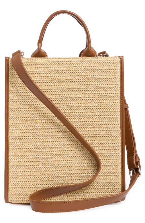 Bcbg Mini Whipstitched Straw Tote Bag In Natural/cognac