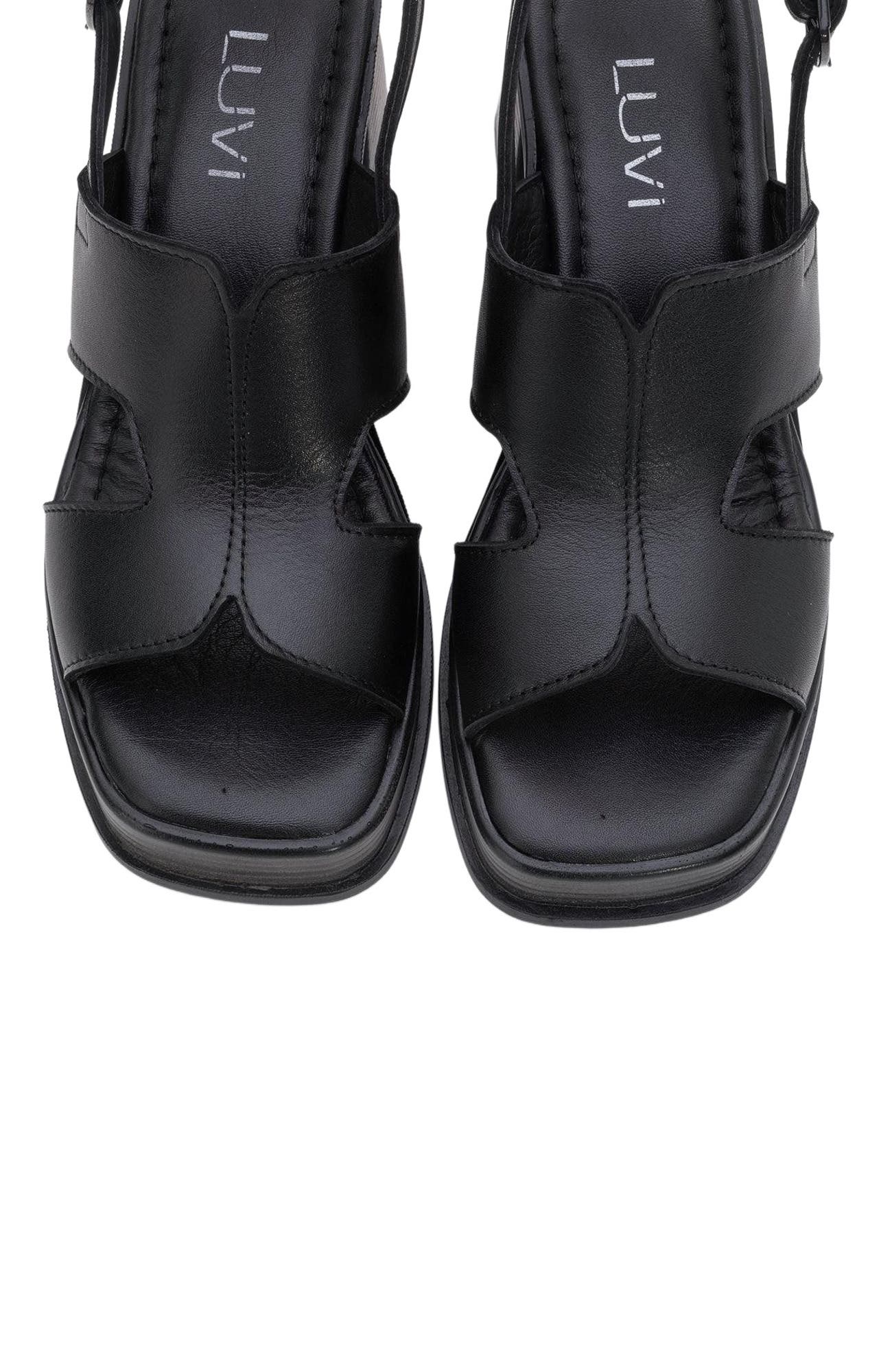 Forever 
Always Shoes Zennia Leather Platform Sandal, Alternate, color, Black Leather