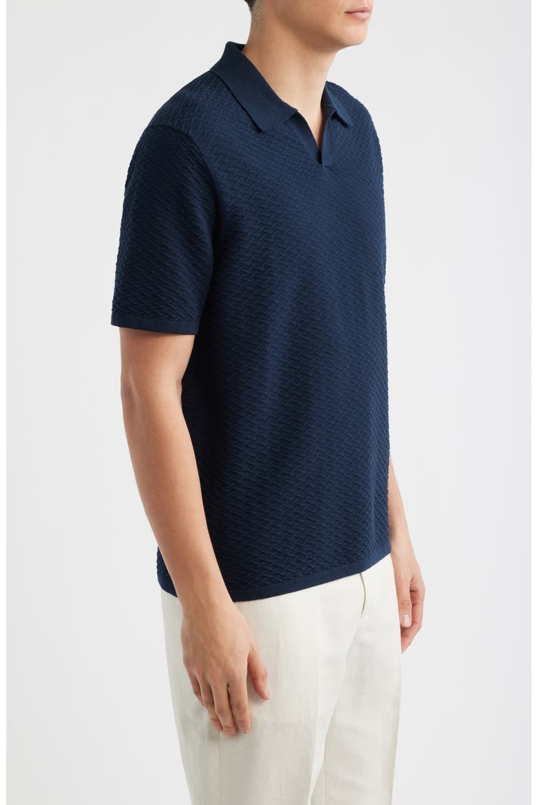 Paul Textured Organic Cotton Knit Polo, Alternate, color, NAVY BLUE
