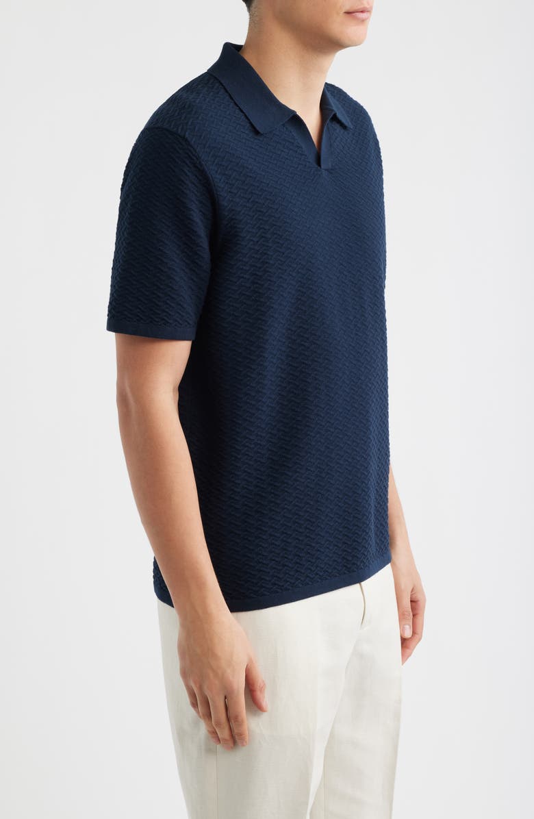NN07 Paul Textured Organic Cotton Knit Polo, Alternate, color, Navy Blue