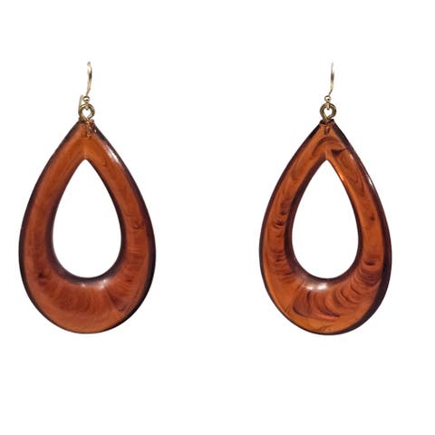 Vintage 1970s Tortoise Pear Teardrop Dangle Earrings