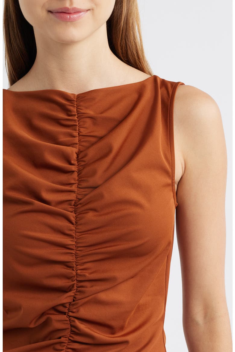 Ruched Sleeveless Top, Alternate, color, CHESTNUT