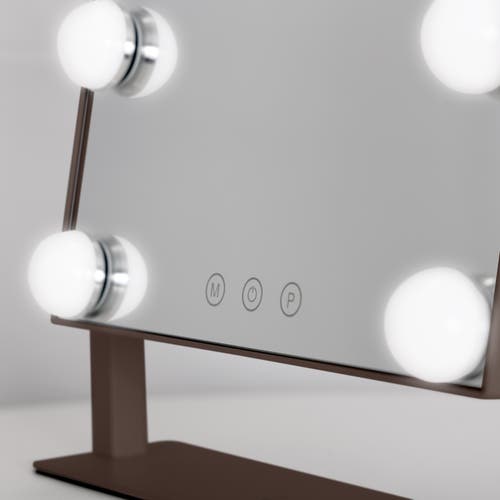 Zadro Small Vertical Hollywood Makeup Mirror With Lights In Chocolate
