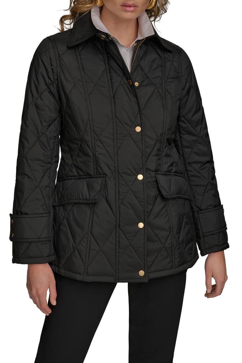 Water Resistant Quilted Barn Jacket, Main, color, BLACK