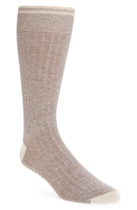 Ribbed Linen Blend Dress Socks