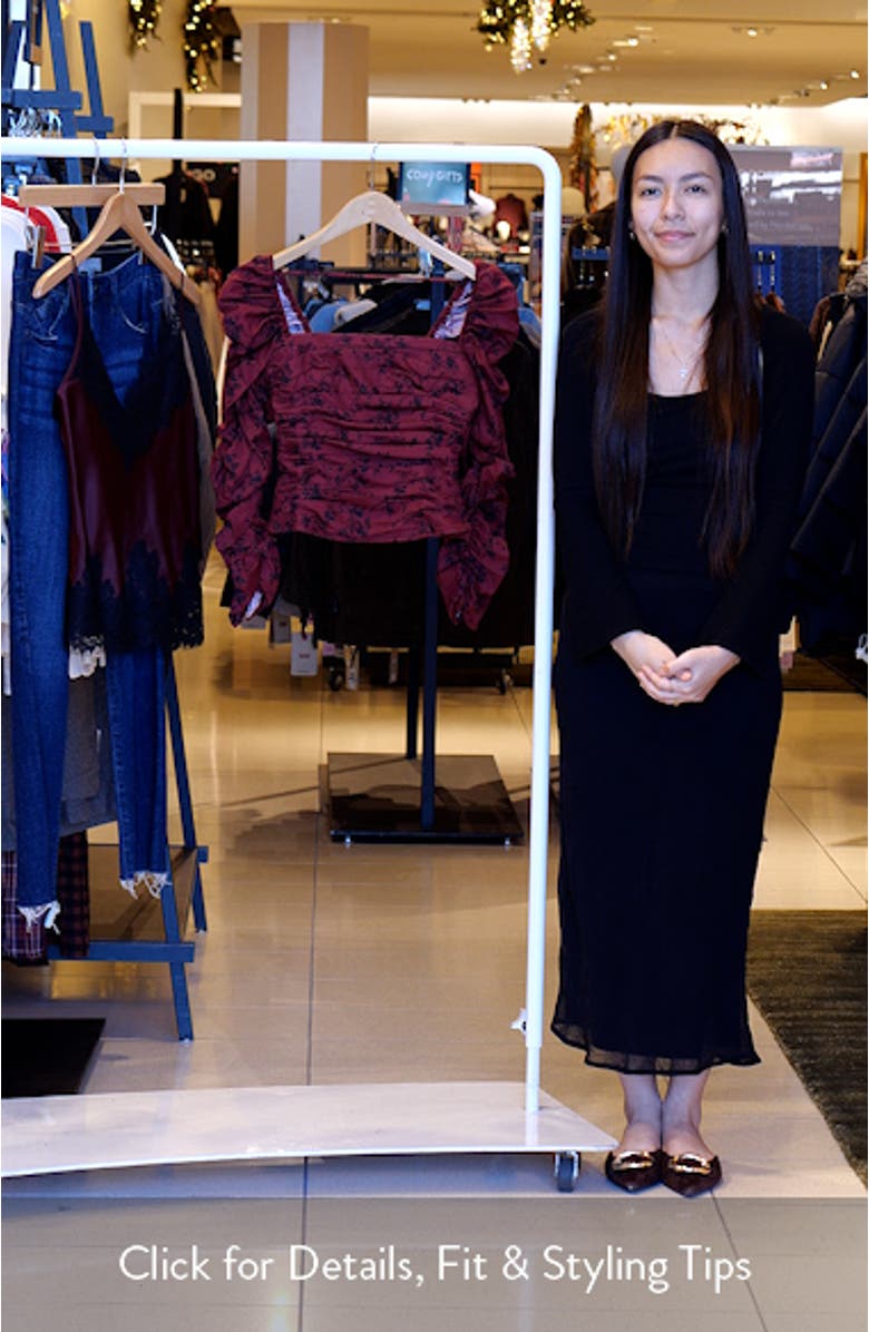 Joi Floral Ruched Square Neck Blouse, sales video thumbnail