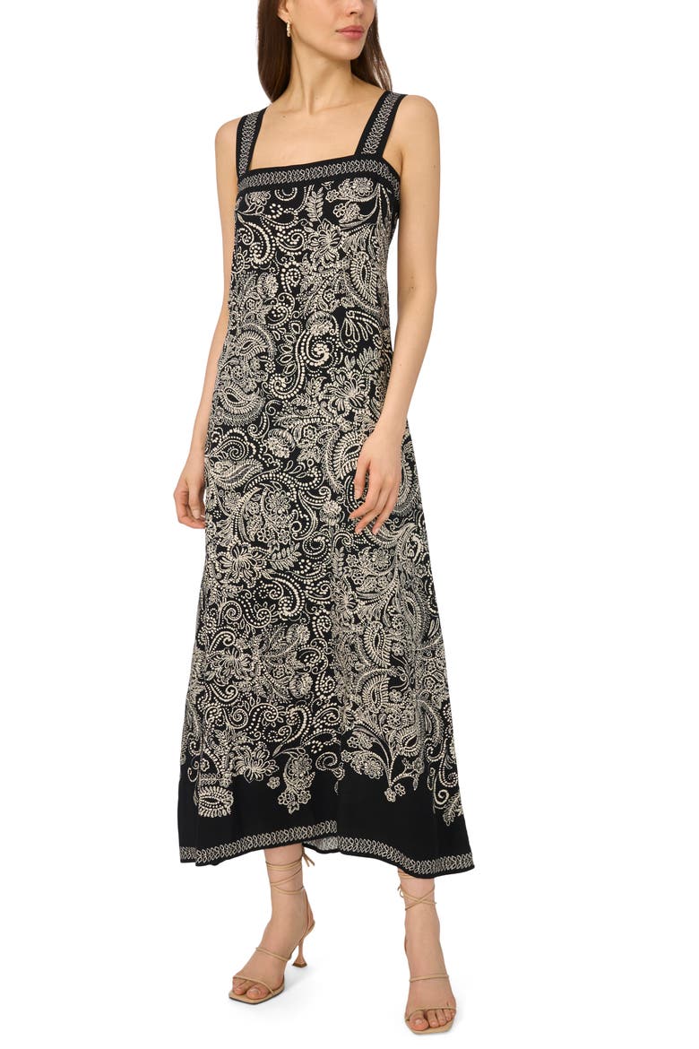 Smocked Midi Sundress, Main, color, RICH BLACK