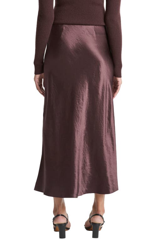 Vince Side Slit Matte Satin Slip Skirt In Brown