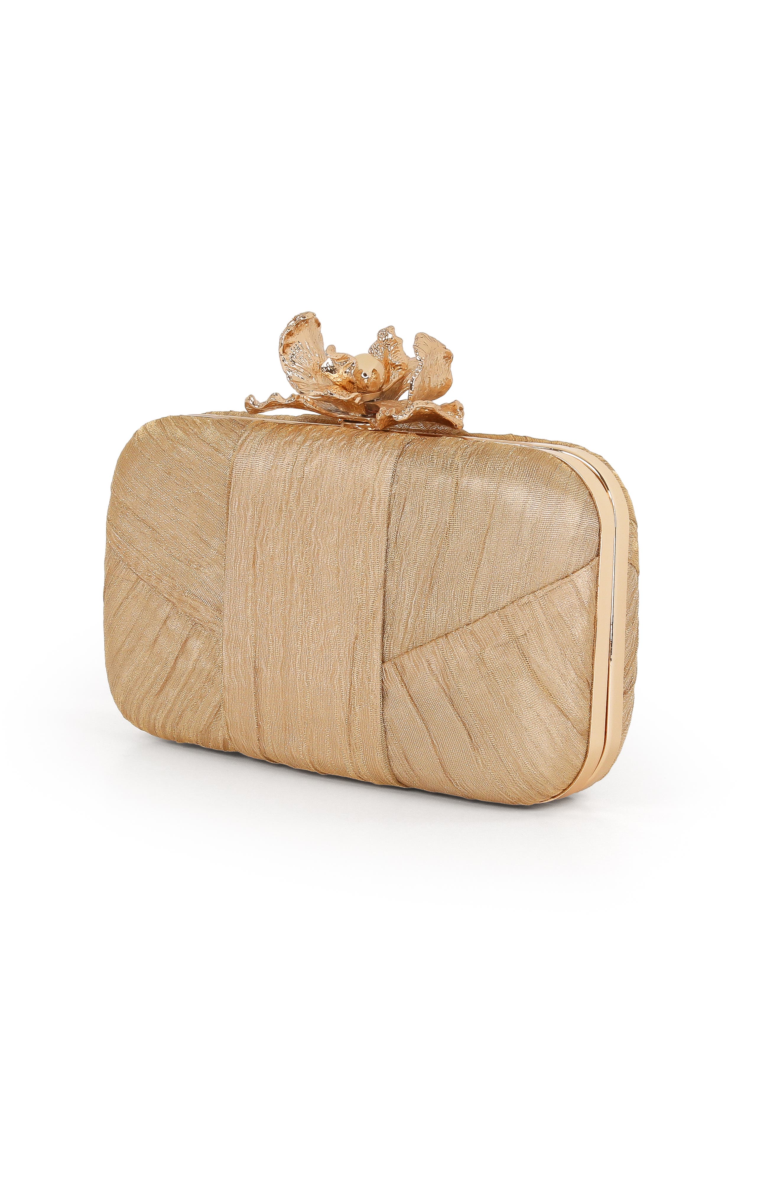 Jewel Badgley Mischka Leilani Gold Lame' Gusset Minaudiere, Alternate, color, Gold