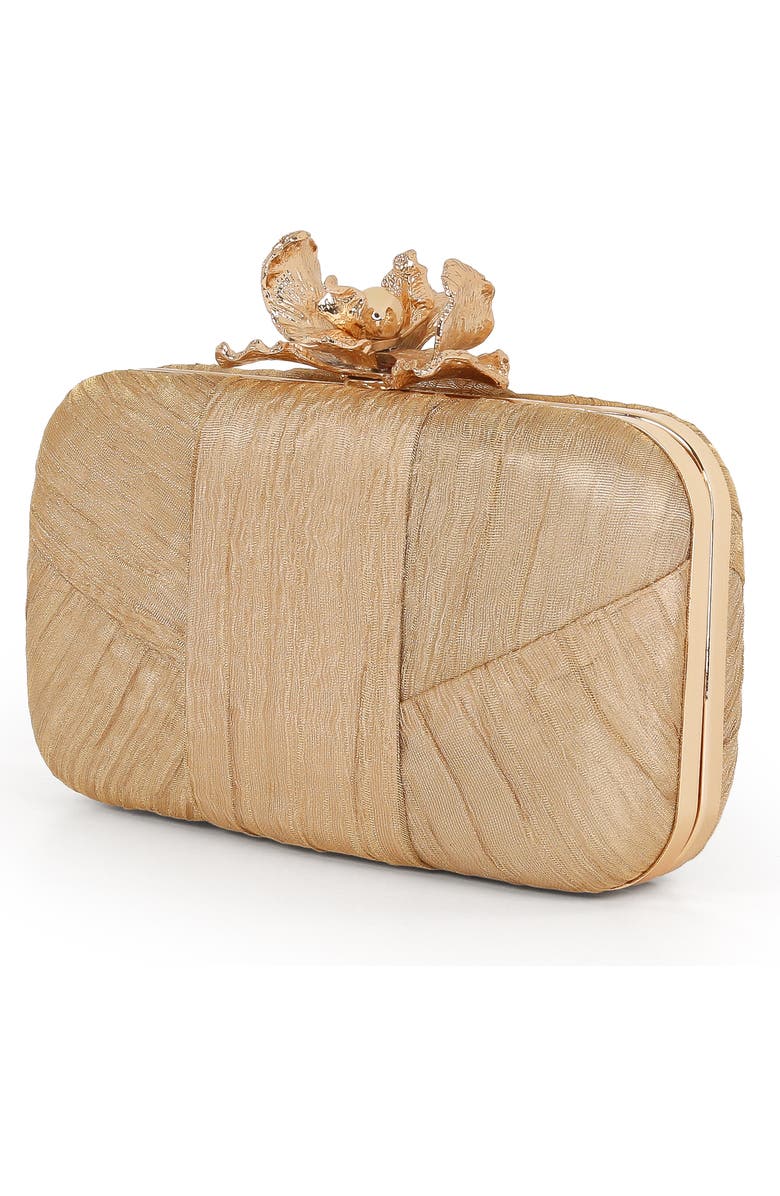 Jewel Badgley Mischka Leilani Gold Lame' Gusset Minaudiere, Alternate, color, Gold