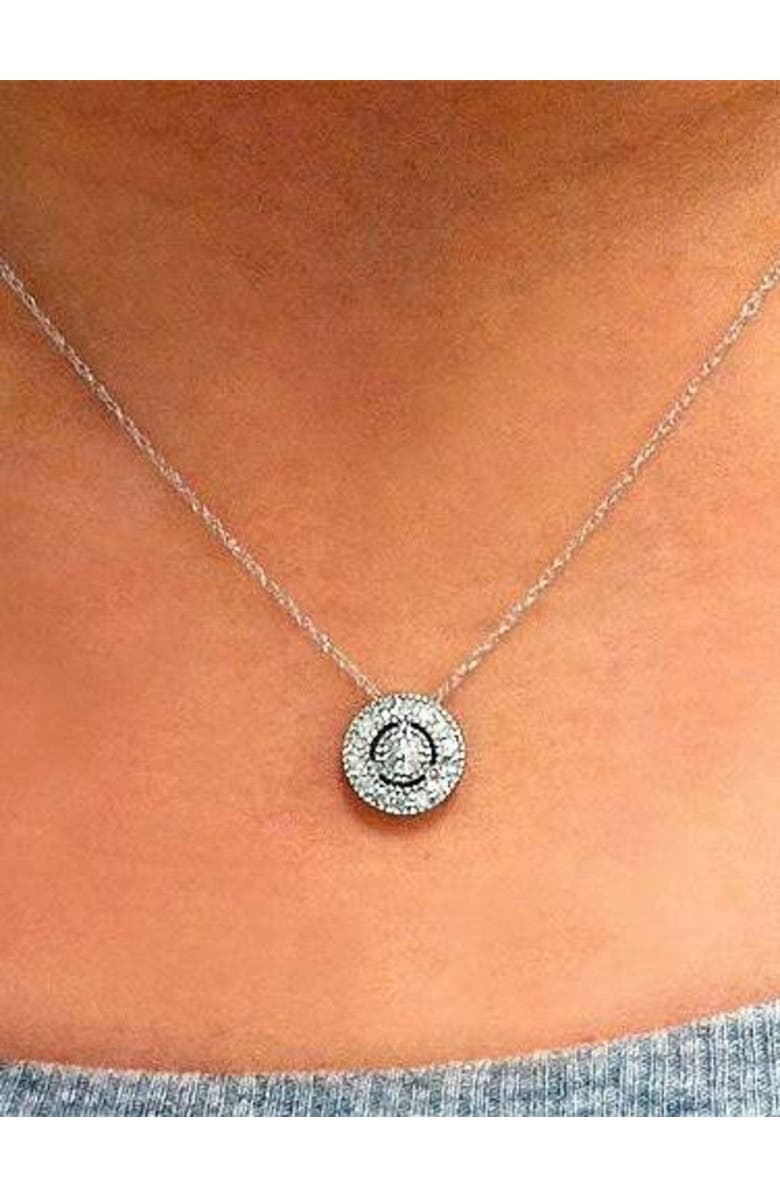 Bliss Diamond 1/4 ct Lab Grown Diamond Pave Halo Pendant Gold Womens Necklace, Alternate, color, 
