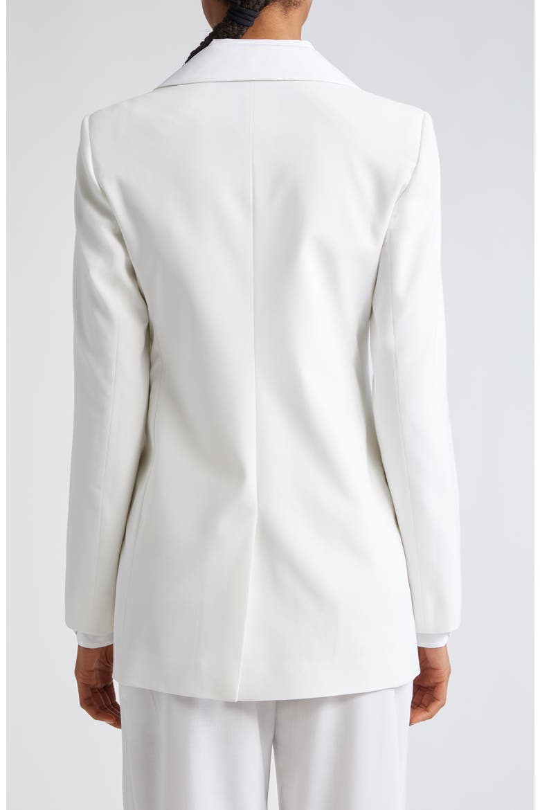 Double Breasted Satin Tuxedo Jacket, Alternate, color, WHITE