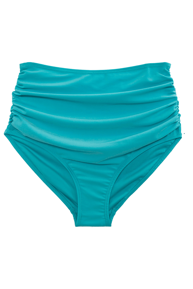 Ruched High Rise Swim Bottom, Alternate, color, Aqua