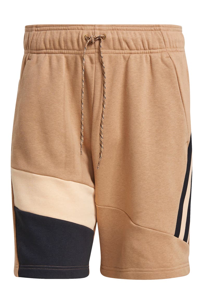 Men's 3-Stripes Shorts, Main, color, CARDBOARD/ HALO AMBER/ BLACK