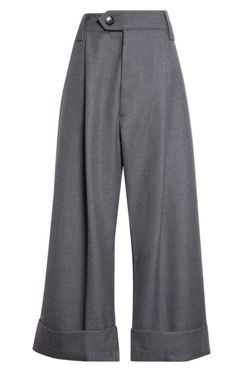 Vaquera Baby Pleated Low Waist Wide Leg Trousers In Gray